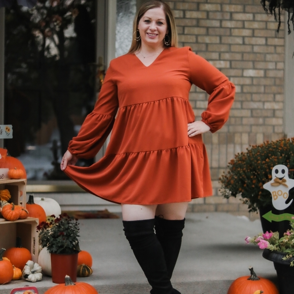 Women Tunic Dress V- Neck Swing Shift Dress
